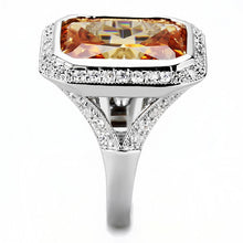 Load image into Gallery viewer, 3W1471 - Rhodium Brass Ring with AAA Grade CZ  in Champagne
