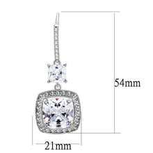 Load image into Gallery viewer, 3W1477 - Rhodium Brass Earrings with AAA Grade CZ  in Clear