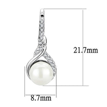Load image into Gallery viewer, 3W1478 - Rhodium Brass Earrings with Synthetic Pearl in White
