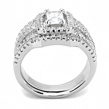 Load image into Gallery viewer, 3W1503 - Rhodium Brass Ring with AAA Grade CZ  in Clear