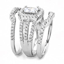 Load image into Gallery viewer, 3W1503 - Rhodium Brass Ring with AAA Grade CZ  in Clear