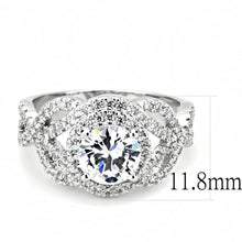 Load image into Gallery viewer, 3W1519 - Rhodium Brass Ring with AAA Grade CZ  in Clear