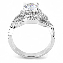 Load image into Gallery viewer, 3W1519 - Rhodium Brass Ring with AAA Grade CZ  in Clear