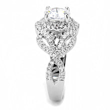 Load image into Gallery viewer, 3W1519 - Rhodium Brass Ring with AAA Grade CZ  in Clear