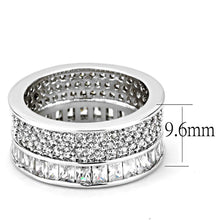 Load image into Gallery viewer, 3W1520 - Rhodium Stainless Steel Ring with AAA Grade CZ  in Clear
