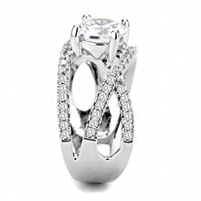 Load image into Gallery viewer, 3W1529 - Rhodium Brass Ring with AAA Grade CZ  in Clear