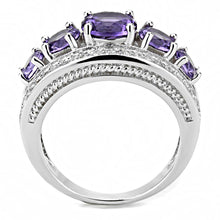 Load image into Gallery viewer, 3W1530 - Rhodium Brass Ring with Synthetic  in Amethyst
