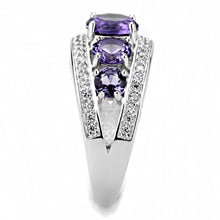 Load image into Gallery viewer, 3W1530 - Rhodium Brass Ring with Synthetic  in Amethyst