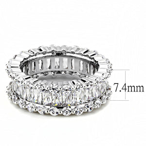 3W1531 - Rhodium Brass Ring with AAA Grade CZ  in Clear