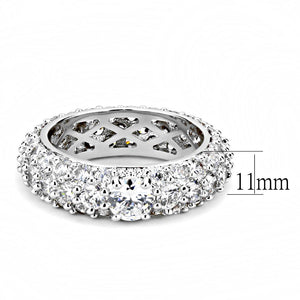 3W1534 - Rhodium Brass Ring with AAA Grade CZ  in Clear