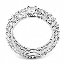 Load image into Gallery viewer, 3W1534 - Rhodium Brass Ring with AAA Grade CZ  in Clear