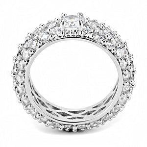 3W1534 - Rhodium Brass Ring with AAA Grade CZ  in Clear