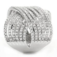 Load image into Gallery viewer, 3W1539 - Rhodium Brass Ring with AAA Grade CZ  in Clear