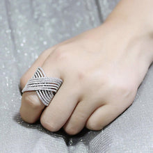Load image into Gallery viewer, 3W1539 - Rhodium Brass Ring with AAA Grade CZ  in Clear