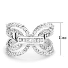 Load image into Gallery viewer, 3W1541 - Rhodium Brass Ring with AAA Grade CZ  in Clear