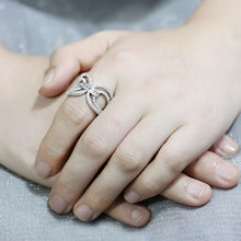 Load image into Gallery viewer, 3W1541 - Rhodium Brass Ring with AAA Grade CZ  in Clear