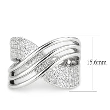 Load image into Gallery viewer, 3W1542 - Rhodium Brass Ring with AAA Grade CZ  in Clear