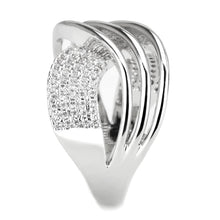 Load image into Gallery viewer, 3W1542 - Rhodium Brass Ring with AAA Grade CZ  in Clear