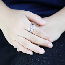 Load image into Gallery viewer, 3W1542 - Rhodium Brass Ring with AAA Grade CZ  in Clear