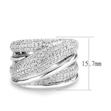 Load image into Gallery viewer, 3W1544 - Rhodium Brass Ring with AAA Grade CZ  in Clear