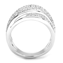 Load image into Gallery viewer, 3W1544 - Rhodium Brass Ring with AAA Grade CZ  in Clear