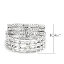 Load image into Gallery viewer, 3W1545 - Rhodium Brass Ring with AAA Grade CZ  in Clear