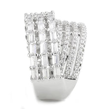 Load image into Gallery viewer, 3W1545 - Rhodium Brass Ring with AAA Grade CZ  in Clear
