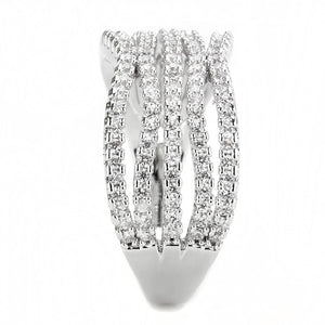 3W1546 - Rhodium Brass Ring with AAA Grade CZ  in Clear