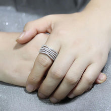 Load image into Gallery viewer, 3W1546 - Rhodium Brass Ring with AAA Grade CZ  in Clear