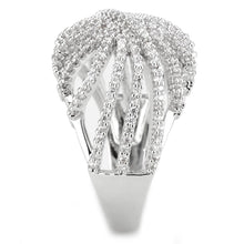 Load image into Gallery viewer, 3W1547 - Rhodium Brass Ring with AAA Grade CZ  in Clear