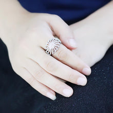 Load image into Gallery viewer, 3W1547 - Rhodium Brass Ring with AAA Grade CZ  in Clear