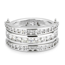 Load image into Gallery viewer, 3W1549 - Rhodium Brass Ring with AAA Grade CZ  in Clear