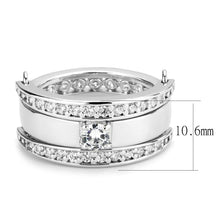 Load image into Gallery viewer, 3W1549 - Rhodium Brass Ring with AAA Grade CZ  in Clear