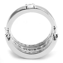 Load image into Gallery viewer, 3W1549 - Rhodium Brass Ring with AAA Grade CZ  in Clear