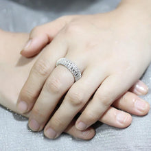 Load image into Gallery viewer, 3W1550 - Rhodium Brass Ring with AAA Grade CZ  in Clear