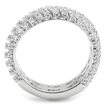 Load image into Gallery viewer, 3W1550 - Rhodium Brass Ring with AAA Grade CZ  in Clear