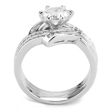 Load image into Gallery viewer, 3W1551 - Rhodium Brass Ring with AAA Grade CZ  in Clear