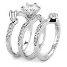 Load image into Gallery viewer, 3W1551 - Rhodium Brass Ring with AAA Grade CZ  in Clear