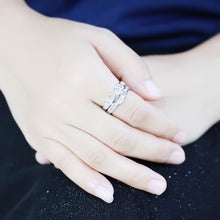 Load image into Gallery viewer, 3W1552 - Rhodium Brass Ring with AAA Grade CZ  in Clear