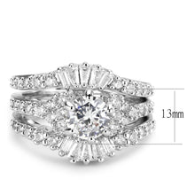 Load image into Gallery viewer, 3W1553 - Rhodium Brass Ring with AAA Grade CZ  in Clear
