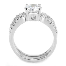 Load image into Gallery viewer, 3W1554 - Rhodium Brass Ring with AAA Grade CZ  in Clear