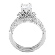 Load image into Gallery viewer, 3W1555 - Rhodium Brass Ring with AAA Grade CZ  in Clear