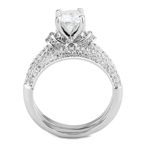 3W1555 - Rhodium Brass Ring with AAA Grade CZ  in Clear