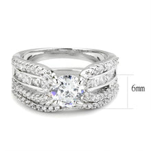 Load image into Gallery viewer, 3W1556 - Rhodium Brass Ring with AAA Grade CZ  in Clear