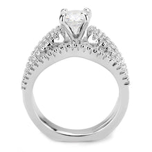 Load image into Gallery viewer, 3W1556 - Rhodium Brass Ring with AAA Grade CZ  in Clear