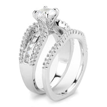 Load image into Gallery viewer, 3W1556 - Rhodium Brass Ring with AAA Grade CZ  in Clear