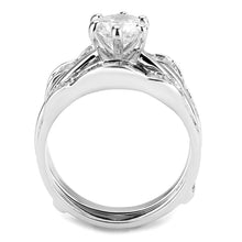 Load image into Gallery viewer, 3W1557 - Rhodium Brass Ring with AAA Grade CZ  in Clear