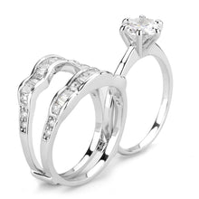 Load image into Gallery viewer, 3W1557 - Rhodium Brass Ring with AAA Grade CZ  in Clear
