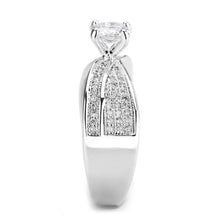 Load image into Gallery viewer, 3W1559 - Rhodium Brass Ring with AAA Grade CZ  in Clear