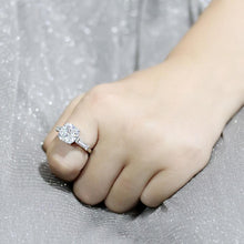 Load image into Gallery viewer, 3W1561 - Rhodium Brass Ring with AAA Grade CZ  in Clear